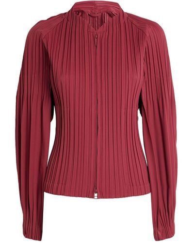 Pleats Please Issey Miyake Smooth Zip-up Jacket - Red