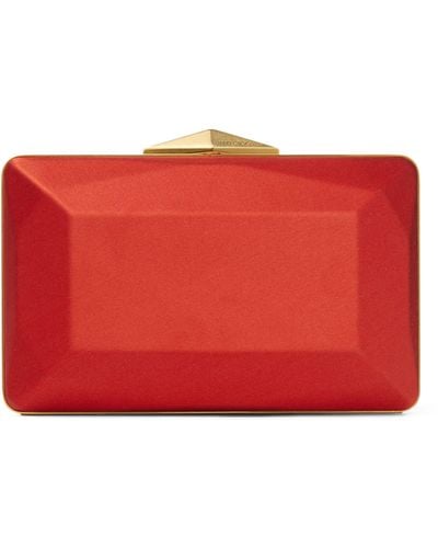 Jimmy Choo Satin Diamond Box Clutch Bag - Red