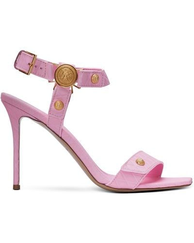 Balmain Leather Eva Heeled Sandals 95 - Pink