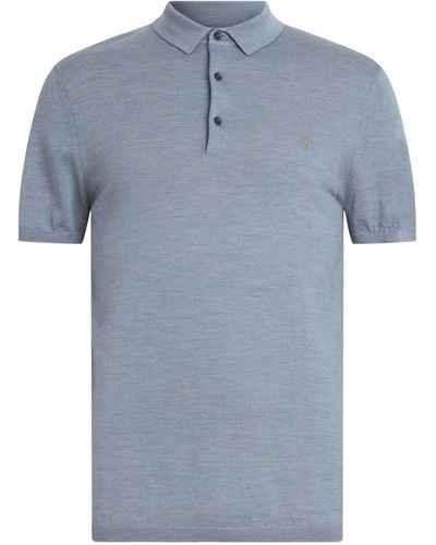 AllSaints Merino Wool Mode Polo Shirt - Blue