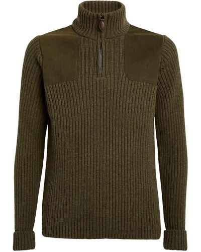 James Purdey & Sons Wool-suede Commando Sweater - Green