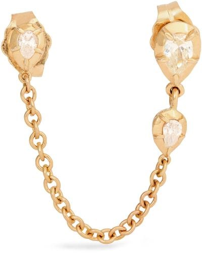 Jacquie Aiche Yellow Gold And Diamond Sophia Double-piercing Single Earring - Metallic