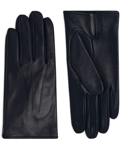 Dents Leather Silk-lined Gloves - Blue