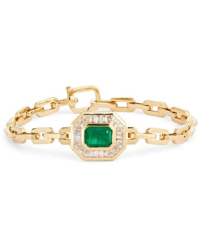SHAY Yellow Gold, Diamond And Emerald Deco Bracelet