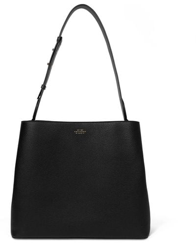 Smythson Leather Ludlow Shoulder Bag - Black