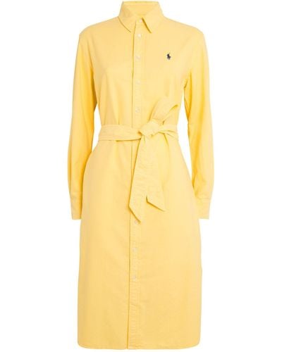 Polo Ralph Lauren Cotton Belted Shirt Dress - Yellow
