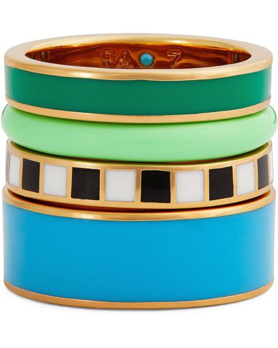 Roxanne Assoulin Gold-plated Cool Pools Banded Rings (set Of 4) - Green
