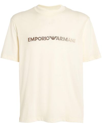 Emporio Armani Cotton Embroidered-logo T-shirt - White