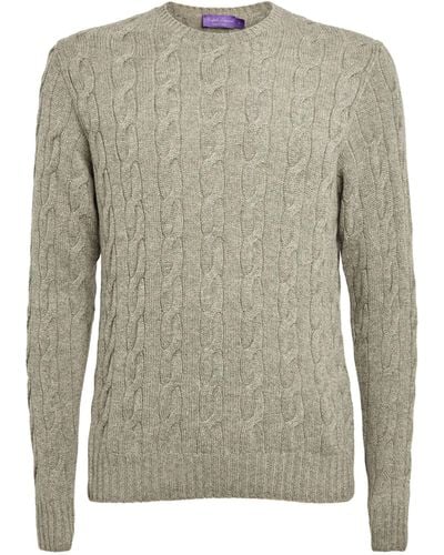 Ralph Lauren Purple Label Cashmere Cable Knit Sweater - Grey
