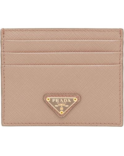 Prada Saffiano Leather Card Holder - Natural