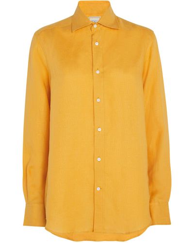 With Nothing Underneath Linen The Boyfriend Shirt - Yellow