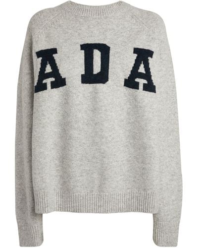 ADANOLA Cotton-blend Logo Sweater - Gray