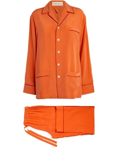 Olivia Von Halle Silk Yves Pyjama Set - Orange