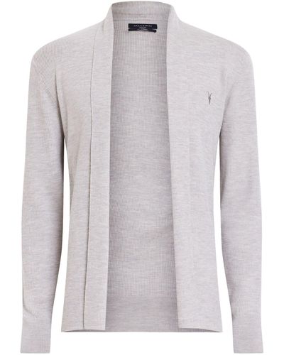 AllSaints Merino Mode Open Cardigan - Grey