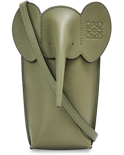 Loewe Leather Elephant Pocket Bag - Green
