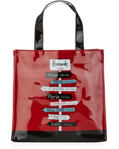 Harrods Small Sign Posts Shopper Bag - Red