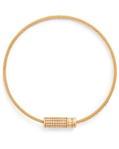 Le Gramme Yellow Gold And White Diamond Cable Bracelet - Metallic