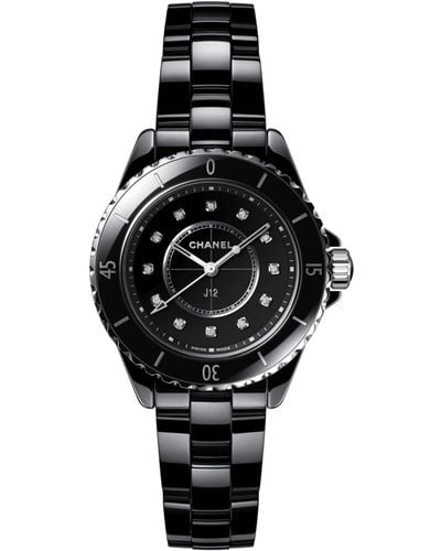 Chanel Ceramic, Steel And Diamond J12 Watch 33mm - Black