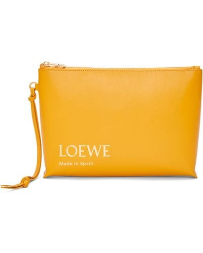 Loewe Leather Logo T Pouch - Yellow