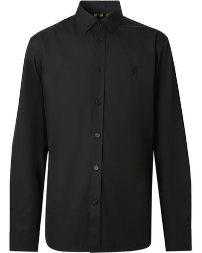 Burberry Monogram-embroidered Shirt - Black
