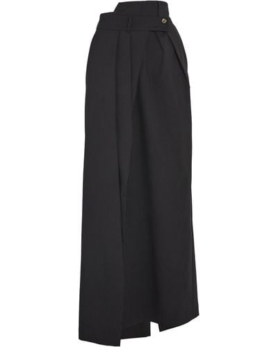 A.W.A.K.E. MODE Wool Deconstructed Trouser Skirt - Black