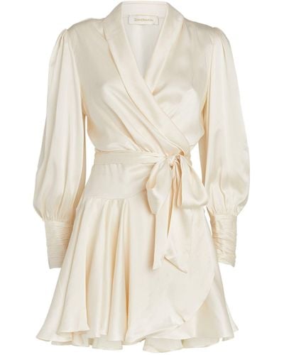 Zimmermann Silk Wrap Mini Dress - Natural