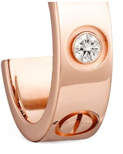 Cartier Rose Gold And Diamond Love Earrings - Metallic