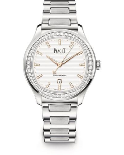 Piaget Steel And Diamond Polo Date Automatic Watch 36mm - Metallic