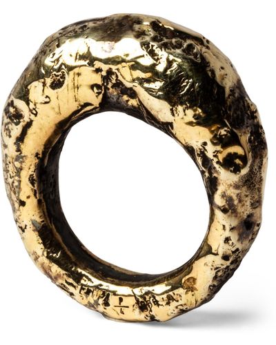 Parts Of 4 Yellow Gold-plated Oxidised Sterling Silver Mountain Ring - Metallic