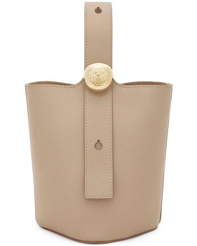 Loewe Mini Leather Pebble Bucket Bag - Natural