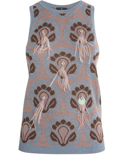 Etro Embellished Knitted Top - Grey