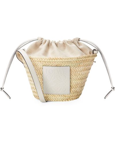 Loewe X Paula's Ibiza Woven Drawstring Bucket Bag - Natural
