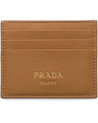 Prada Calf Leather Card Holder - Brown