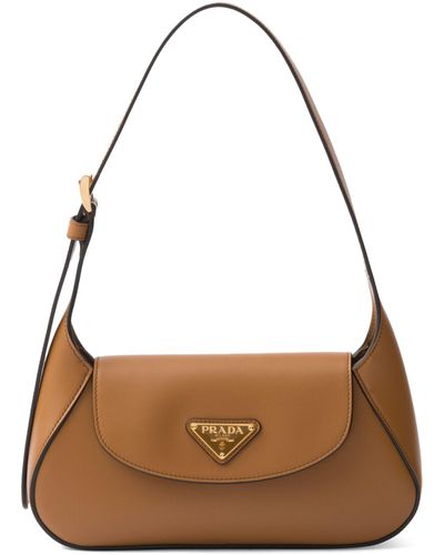 Prada Small Leather Shoulder Bag - Brown