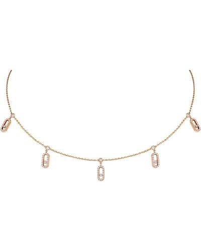Messika Rose Gold And Diamond Move Uno Necklace - White