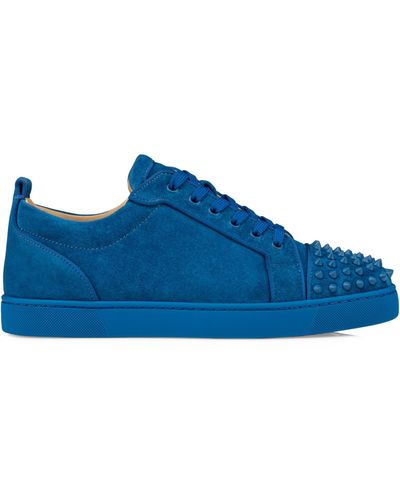 Christian Louboutin Louis Junior Spikes Suede Trainers - Blue