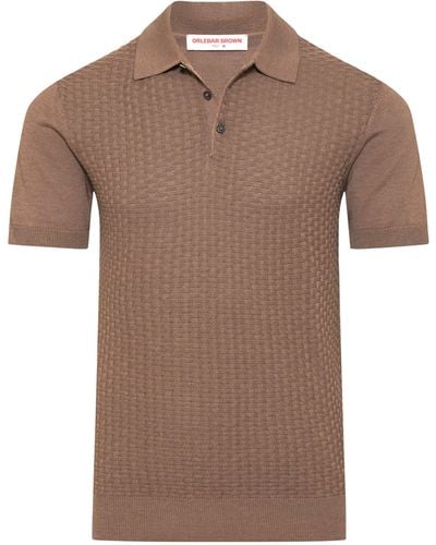 Orlebar Brown Silk-cotton Burnham Tile Polo Shirt - Brown