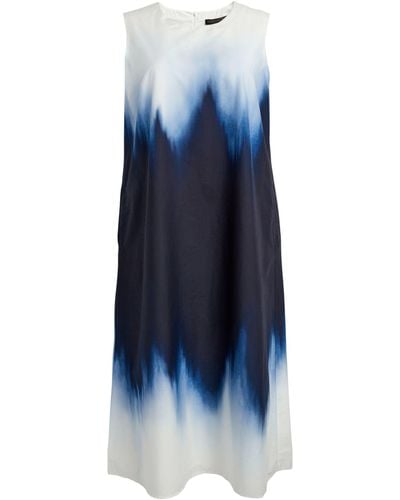 Marina Rinaldi Cotton Sleeveless Midi Dress - Blue
