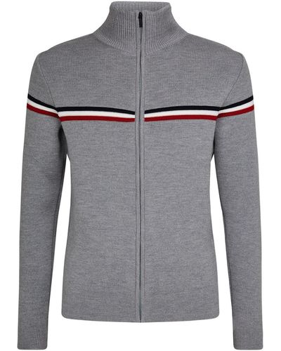 Fusalp Wool Stripe Zip-up Sweater - Gray