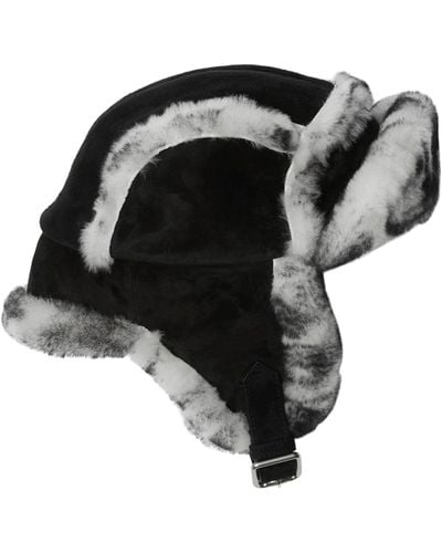 Burberry Suede-shearling Trapper Hat - Black