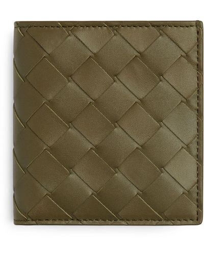 Bottega Veneta Leather Intrecciato Slim Bifold Wallet - Green