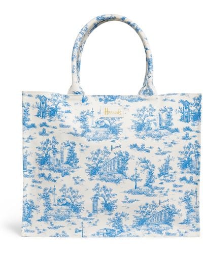 Harrods Toile Grocery Shopper Bag - Blue