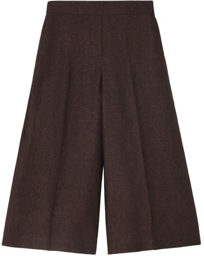 Loewe Linen Cropped Wide-leg Trousers - Brown