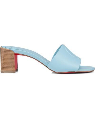 Christian Louboutin Cl Leather Heeled Mules 55 - Blue