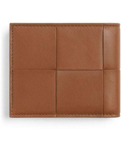 Bottega Veneta Leather Intreccio Bifold Wallet - Brown