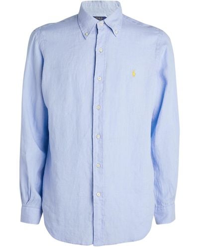 Polo Ralph Lauren Linen Polo Pony Shirt - Blue