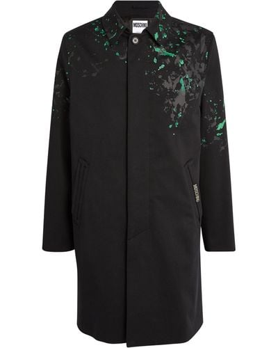 Moschino Paint-splattered Overcoat - Black