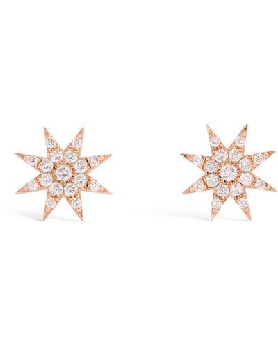 BeeGoddess Rose Gold And Diamond Star Light Venus Stud Earrings - Pink