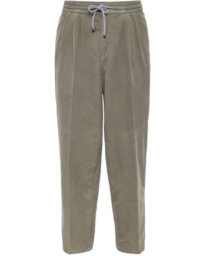 Brunello Cucinelli Corduroy Drawstring Trousers - Grey