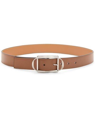 Loewe Leather Curved-buckle Belt - Brown